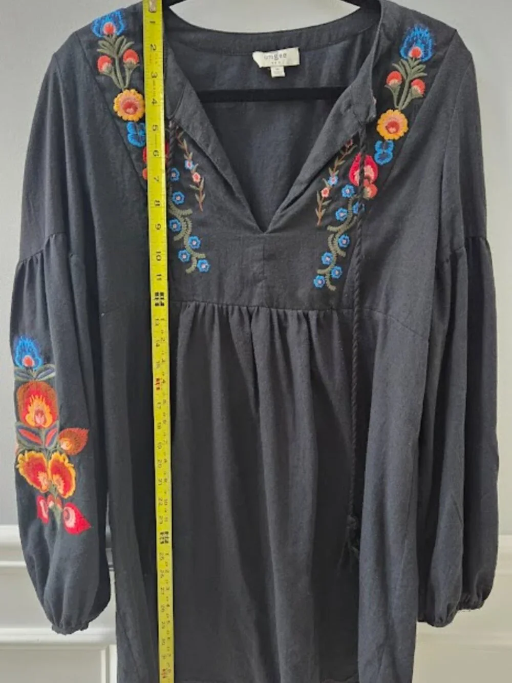 Embroidered Black Mini Dress - Picture 7 of 7